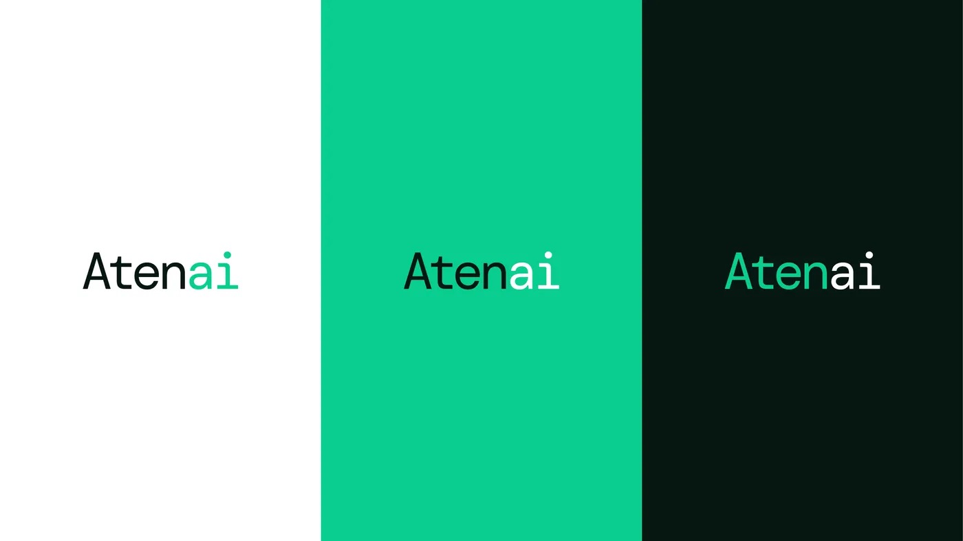 Logotipo de Atenai en sus tres versiones de color
