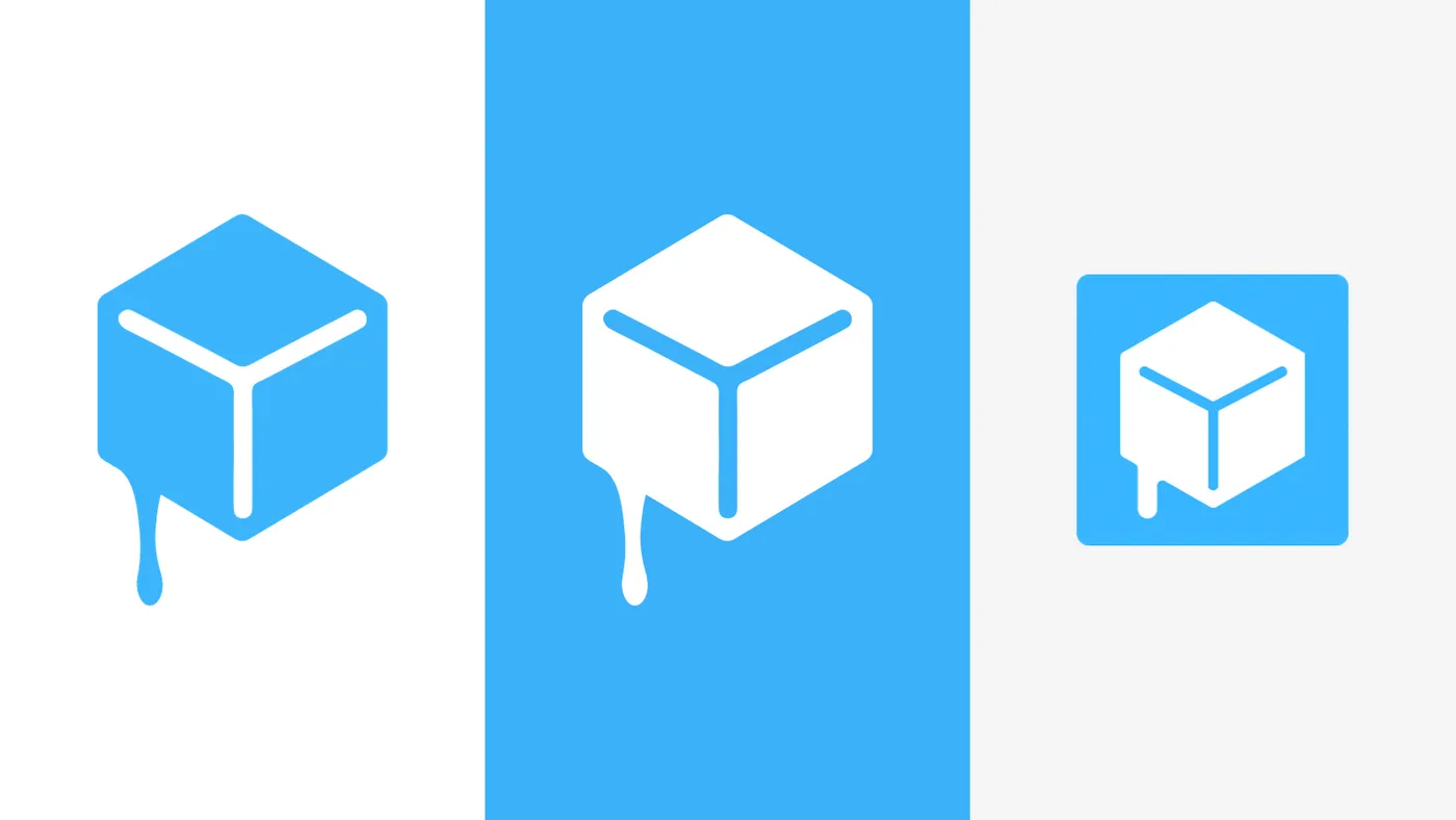 Icono del cubo de hielo de Cube y su icono de aplicación