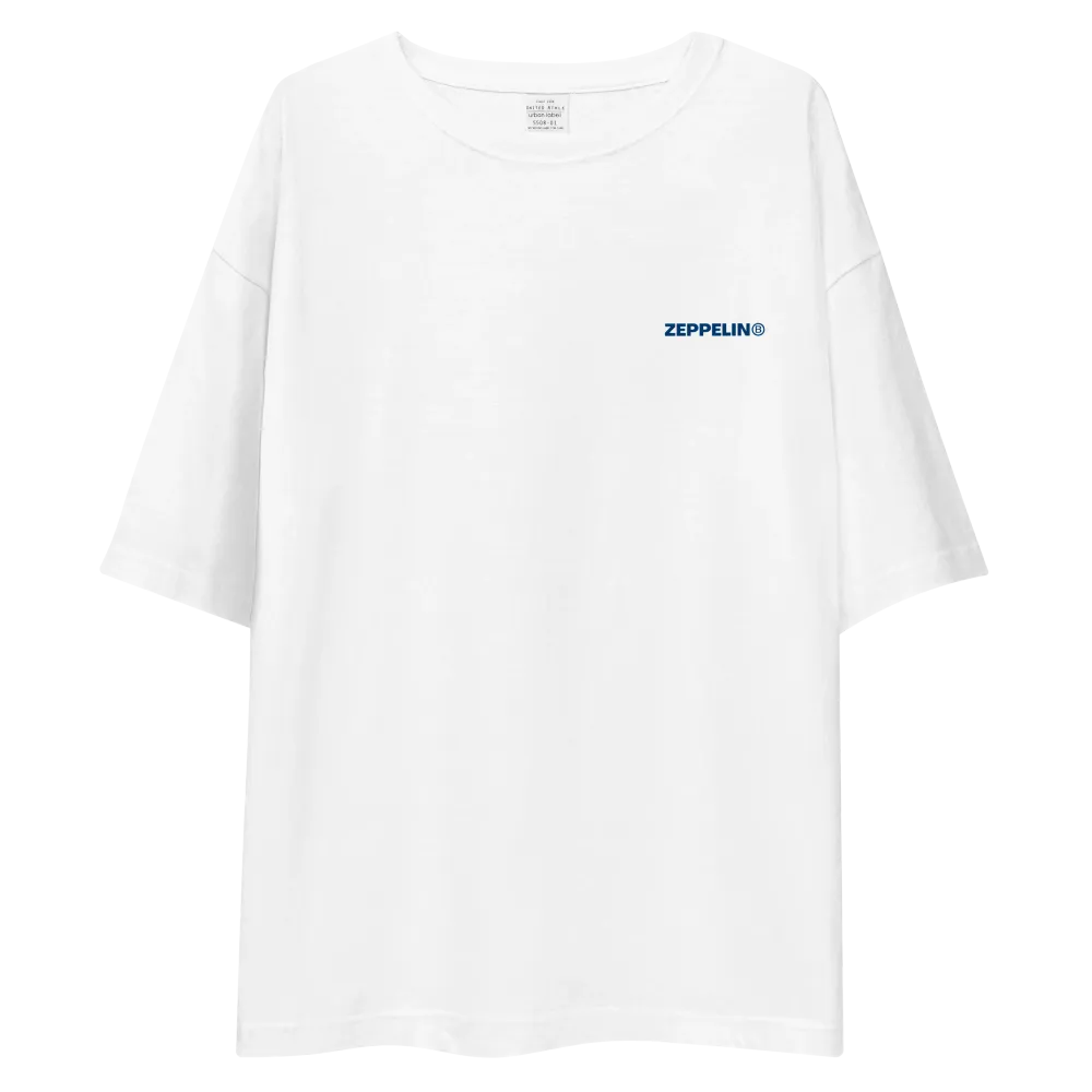 Camiseta blanca con el logotipo de Zeppelin en azul