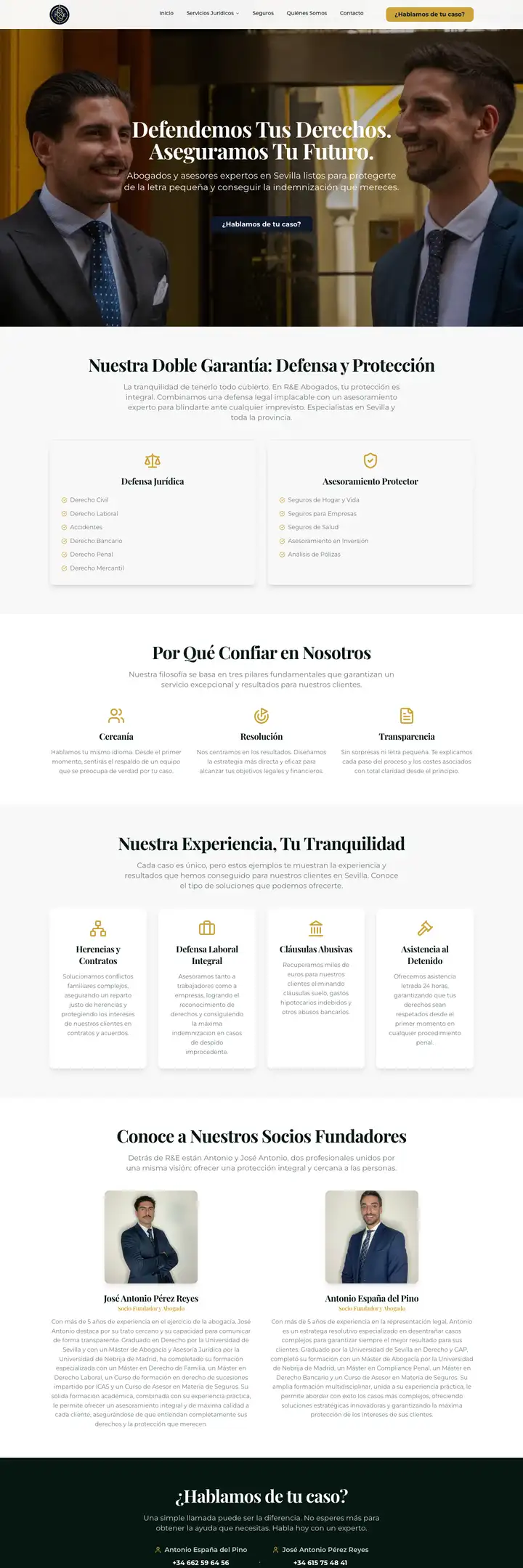 Página de inicio de R&E Abogados